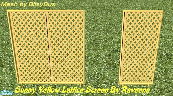 Sims 2 — Sunny Yellow Lattice Privacy Fence by Raveena — This is a new style of BitsyBus's privacy screen. This is the