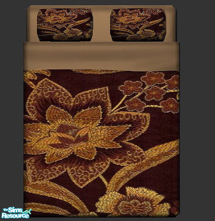 Sims 2 — Elizabeth Coffee by Eboluh — Matching bedding set for the Antique Luxiare Loveseat Set 2 and the Antique Lucas