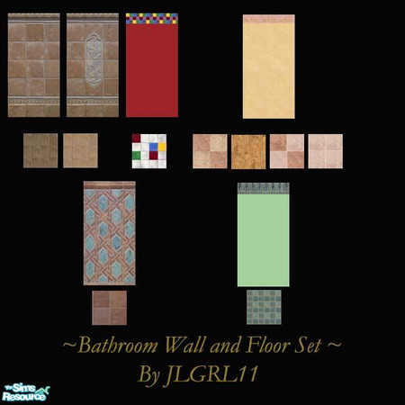 Sims 2 — Bathroom Wall and Floor Set by oldmember_JLGRL11 — These are my first *uploaded* floors and walls. I made them