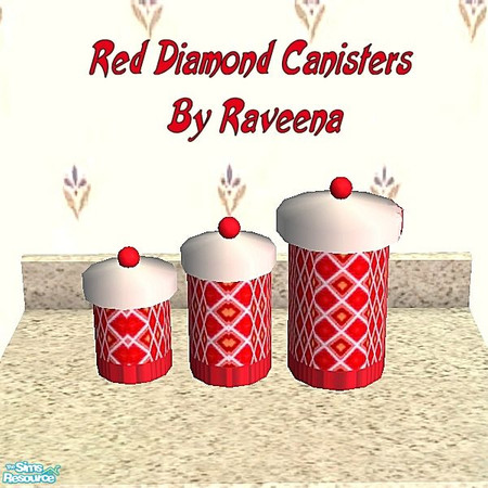 Sims 2 — Red Diamond Canisters by Raveena — You need Buntah's mesh file for these canisters to work in your game.
