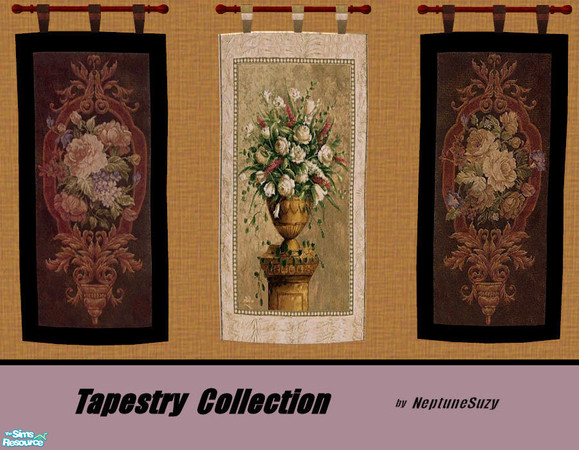 Sims 2 — NSC Tapestry Set2 by Neptunesuzy — A set of three beautiful floral tapestries! Enjoy! (*****TSRAA Member)