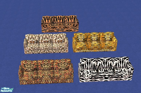 Sims 2 — Wildlifecouches by janicap — 5 wildlife theme couches set