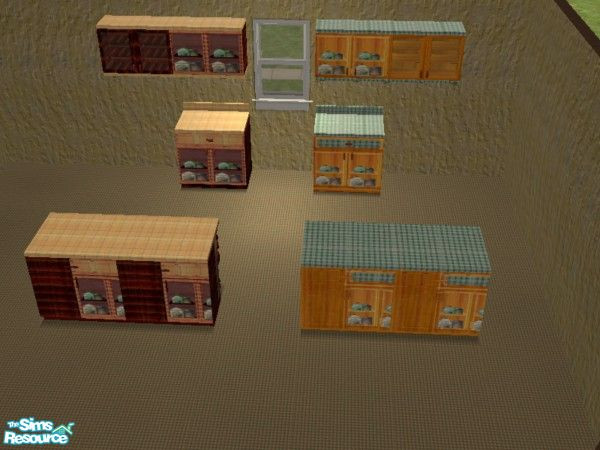 Sims 2 — Additional  Rustic Pine Kitchen Island by ead425 — set includes additional counter and island for Rustic Pine