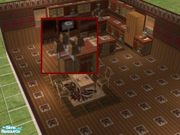 Sims 2 — Red Tartan Kitchen ceiling lamp by ead425 — 16 items 2 walls 2 floors: Need BitzyBus Lt pine kitchen for upper