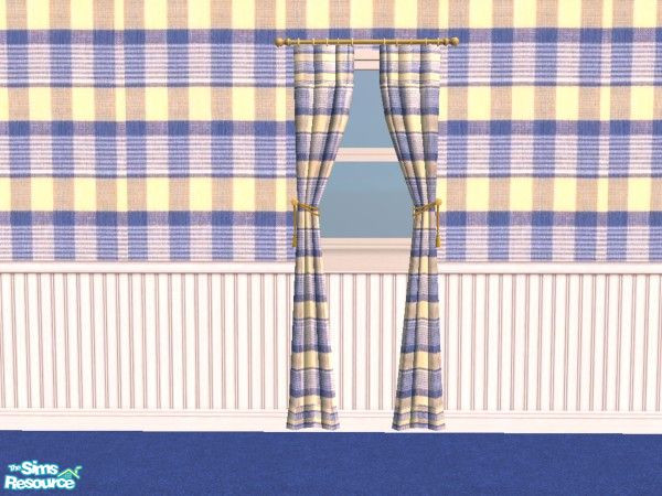 Sims 2 — Blue Check Curtains by TSR Archive — Blue Check Curtains.