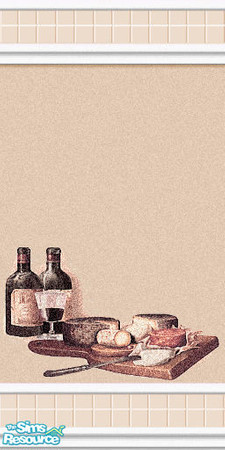 Sims 2 — Wine n Dine 4 by Lorah — Designer beige vinyl with wine and cheese.