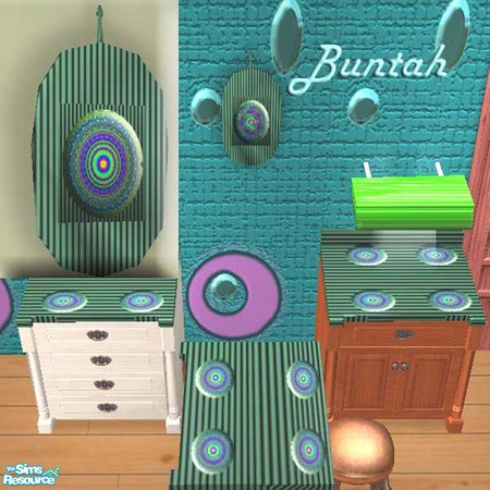 Sims 2 — Green Striped Cuttingboard w/ Oval Tile by buntah — This hanging cutting board requires my Butcher Block Cutting