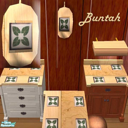 Sims 2 — Lightwood Cuttingboard w/ Leafy Tile by buntah — This hanging cutting board requires my Butcher Block Cutting