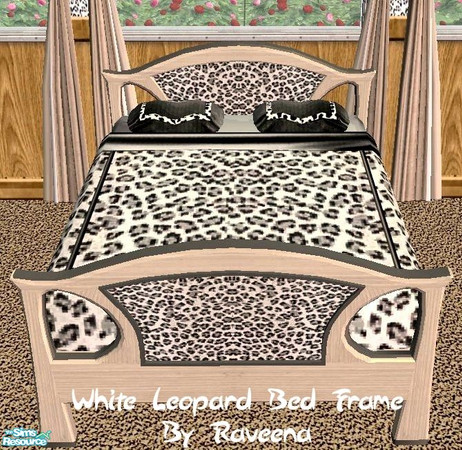 Sims 2 — White Leopard Bed Frame by Raveena — This is the bed frame for the White Leopard bed.
