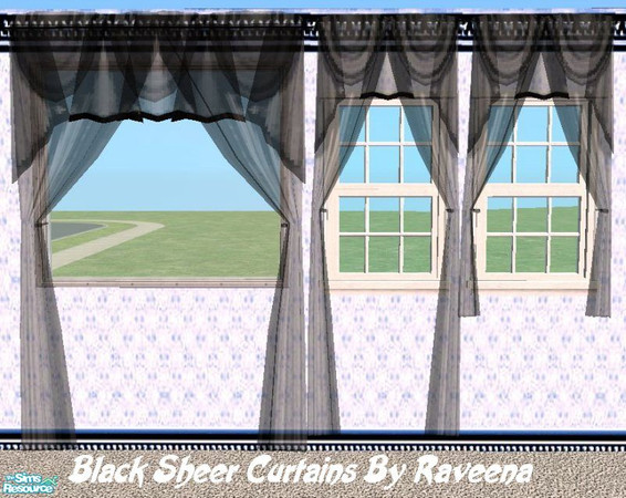 Sims 2 — Sheer Black Curtains by Raveena — All 3 size curtains included in the package.