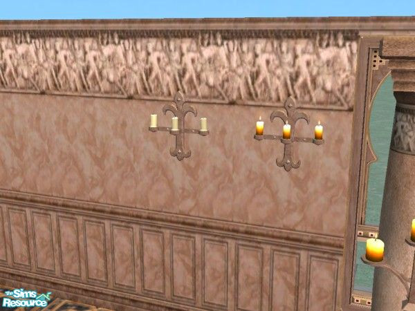 Sims 2 — Roman Spa Wall Candelabra by c_literati — Ah, the luxury of ancient Rome. Walls & floors by my collab