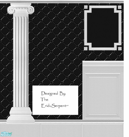 Sims 2 — Dramatic Black Pillaster Wall & Floor Set by eriduserpent — A dramatic looking set. The set contains three