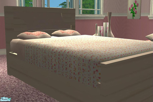 Sims 2 — TC89 Peachy Keen Bedroom Set Bed by DiamondSim — Pink and peach recolor of WhiteShark at SimCredible Designs\'