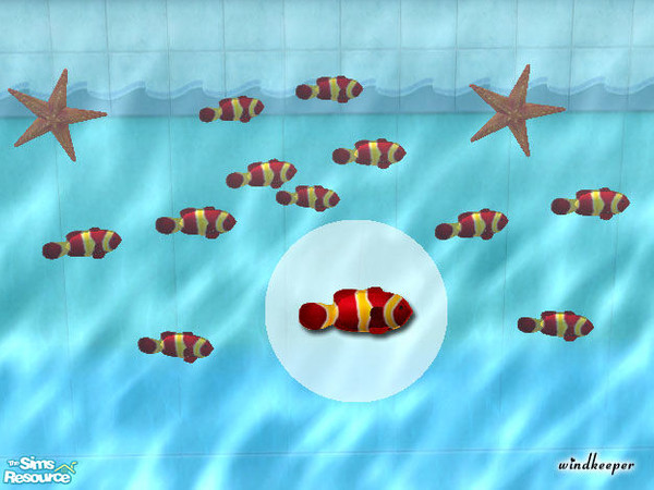 Sims 2 — Gold Band Maroon Clownfish by Windkeeper — You need to download "Tropical Fish mesh 2" file from this
