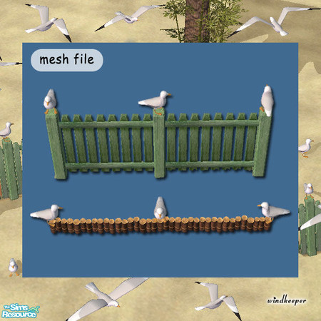Sims 2 — Fence Seagull by Windkeeper — Summer beach is just not the same without a flock of seagulls! This seagull can be