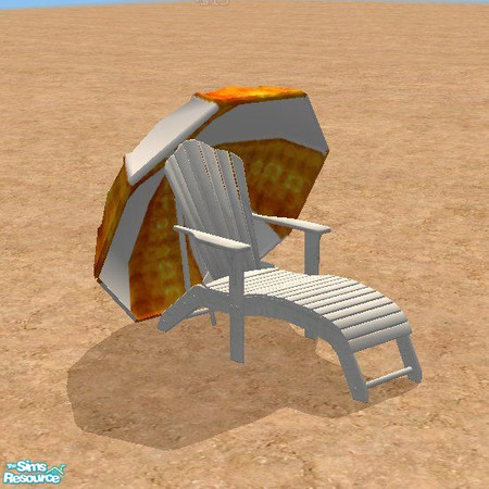 Sims 2 — Beach Days Sun Chair Orange by STP Carly — Day at the beach seating for lounging and eating.