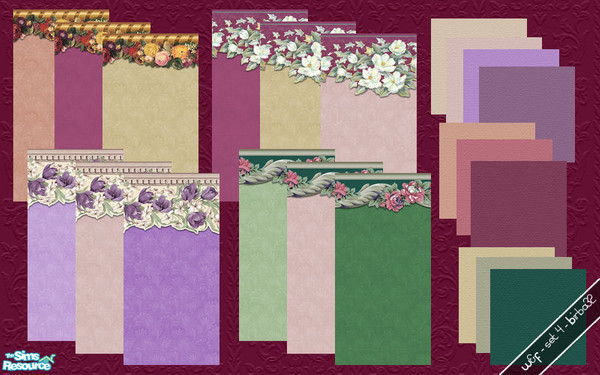 Sims 2 — Wall & Floor - Set 4 by Birba32 — Elegant decorations at the top of the wall and carpeting in