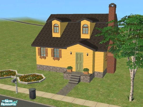 Sims 2 — Cape Cod 2 by JessesGirl — Small cape cod style home with formal dining, office space and covered porch.