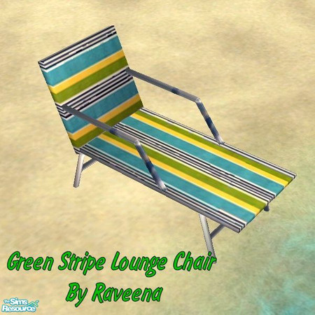 Sims 2 — Beach Lounge Chair - Green Stripe by Raveena — You need Buntah's Lounge chair mesh. Download it below.