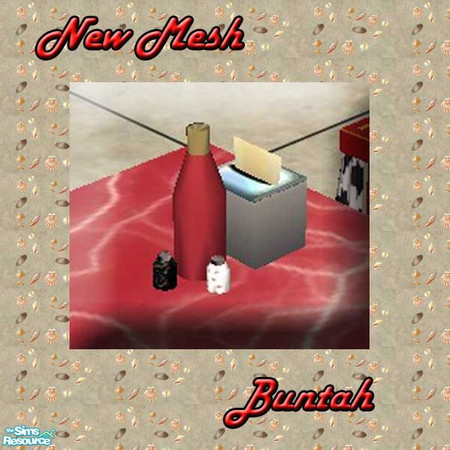 Sims 2 — Hot Dog Condiments MESH by buntah — This new mesh puts condiments and a napkin holder on any table or counter.