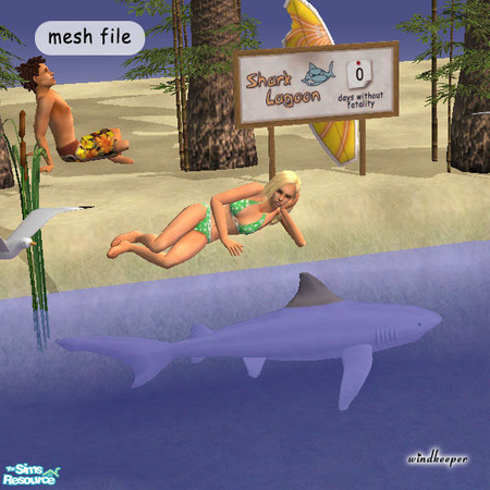 Sims 2 — Pond Shark by Windkeeper — Place the shark into the pond. If the shark turns when you switch to a game mode,