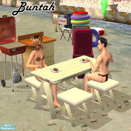 Sims 2 — White Picnic Table by buntah — This is a recolor of the Picnic Table. Get the mesh here at TSR.