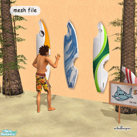 Sims 2 — Shark Attack Wall Hanging Surfboard by Windkeeper — Take home this nice trophy surfboard to remember your trip