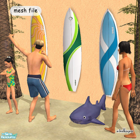 Sims 2 — Wall  Hanging Surfboard by Windkeeper — Take home this nice trophy surfboard to remember your trip to Shark