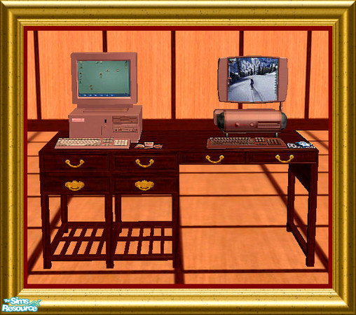 Sims 2 — Computers With Floral and Coffee Bean Mo by oldmember_SavannahSims — Enjoy that extra bit of luxury for the