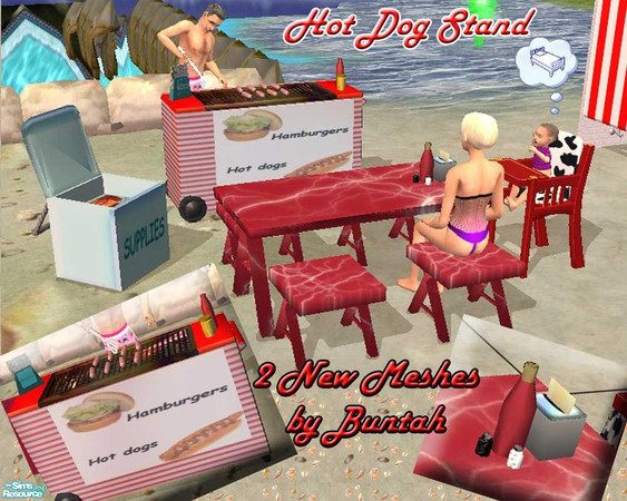 Sims 2 — Hot Dog Stand by buntah — This set includes 2 new meshes ... a hot dog stand that works like a grill, and a