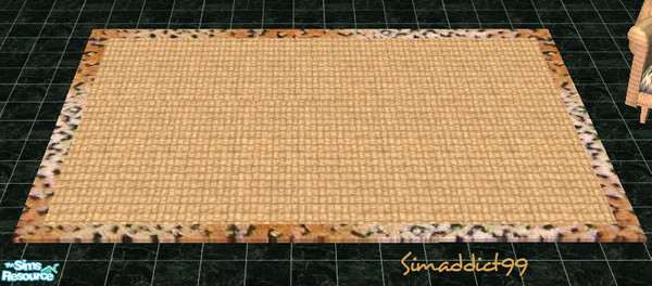 Sims 2 — Gone Wild Jute Rug by Simaddict99 — Woven Jute rug with leopard print edge. Echo's 3 x 4 rug mesh requried, see