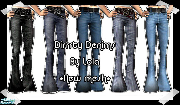 Sims 2 — Dirrty Denims by Lola — For those sims who like to have flared pants that drag along the floor. Ones that get