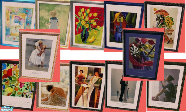 Sims 2 — Lady on Red Reprints 2 by Modfan by modfan — 12 Reprints of the Lady on Red painting. Each with its own