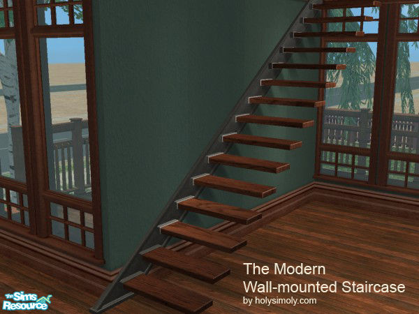 Sims 2 — Modern Wall-mounted Staircases by shtinky — A modern staircase that is mounted on the wall! Left side and right