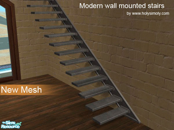 Sims 2 — Modern Wall-mounted Staircases Right Sid by shtinky — Recolour. Stylish and minimal, the right-side wall-mounted