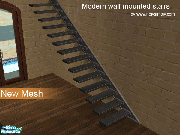 Sims 2 — Modern Wall-mounted Staircases Right Sid by shtinky — Recolour. Stylish and minimal, the right-side wall-mounted