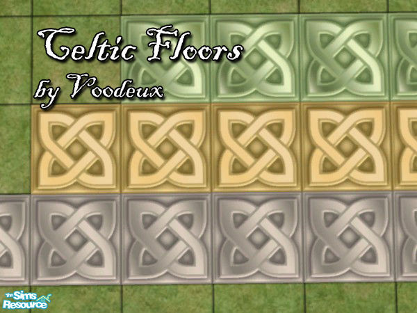 Sims 2 — Celtic Knot Tile by v00deux — Classic Celtic knot pattern on tiles that are so shiny they're almost metallic.