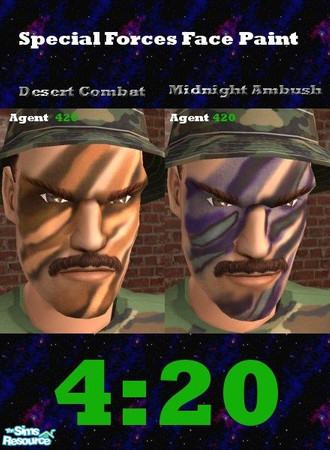Sims 2 — Special Forces Combat Face Paint by Agent420 — These face paints are from the special forces. One is for when
