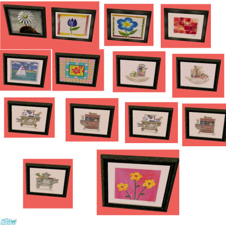 Sims 2 — The Lone Daisy Reprint Set by Modfan by modfan — 11 Reprints of the Lone Daisy Painting. - Please do not