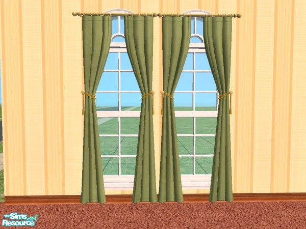 Sims 2 — Green Velvet Curtains by TSR Archive — Green Velvet Curtains part of the Mexican Spice Set.TSRAA Member