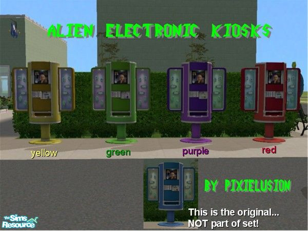 Sims 2 — Alien electronics kiosks by pixielusion — Now all the aliens in the neighborhood don't have to put up with just
