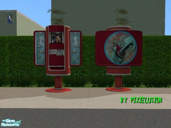 Sims 2 — Alien electronics kiosk red by pixielusion — Now all the aliens in the neighborhood don't have to put up with