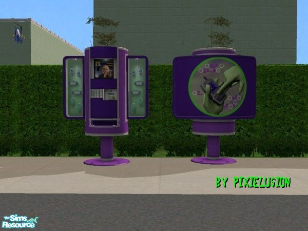 Sims 2 — Alien electronics kiosk purple by pixielusion — Now all the aliens in the neighborhood don't have to put up with