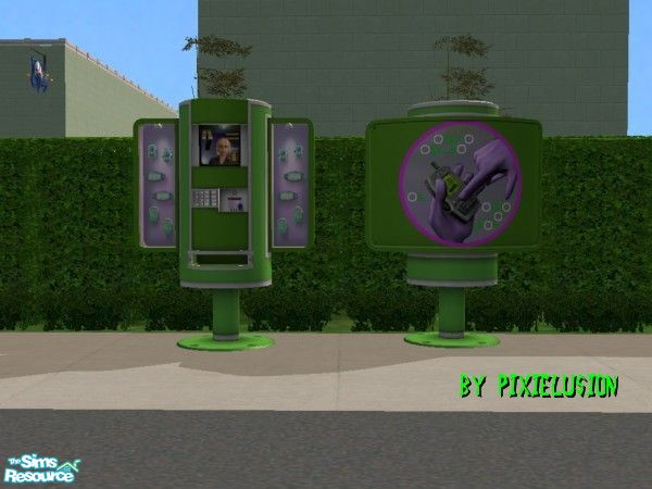 Sims 2 — Alien electronics kiosk green by pixielusion — Now all the aliens in the neighborhood don't have to put up with
