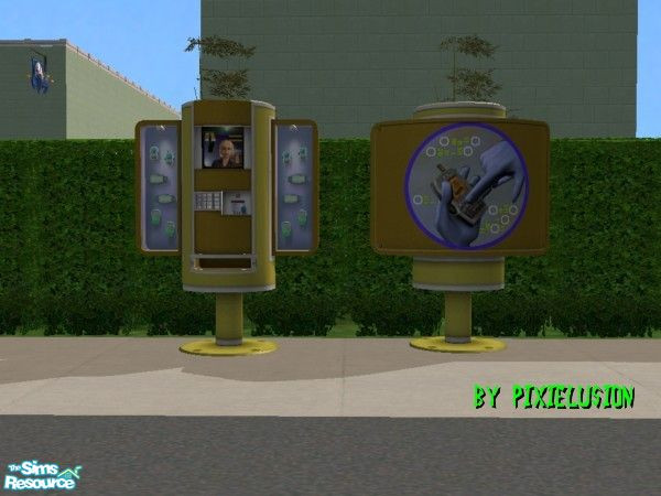 Sims 2 — Alien electronics kiosk yellow by pixielusion — Now all the aliens in the neighborhood don't have to put up with