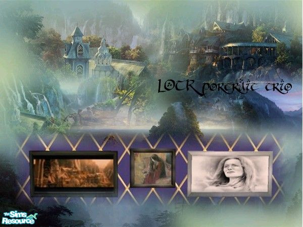 Sims 2 — LOTR portrait trio by pixielusion — A set of three portraits depicting Rivendell, Arwen Undomiel and Eowyn the