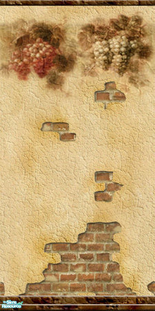 Sims 2 — Tuscany I - 06 by perelinka — Damaged Tuscan wall (pink&white grapes).