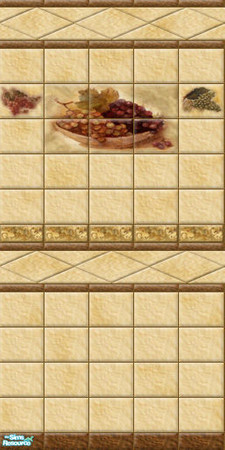 Sims 2 — Tuscany I - 11 by perelinka — Tuscan tiled wall with motif.