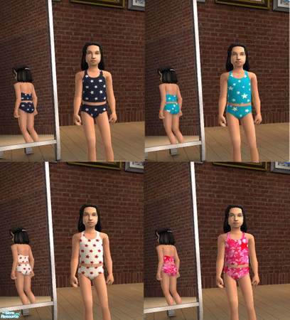 Sims 2 — Star Swimsuits by OooohShiny — More simple re-colorings of one of the original Maxis swimsuits. 