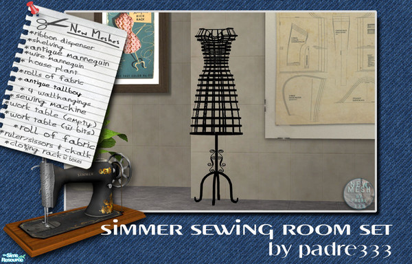 Sims 2 — Simmer Sewing Set Wire Mannequin by Padre — A little rough around the edges, this room has everything your